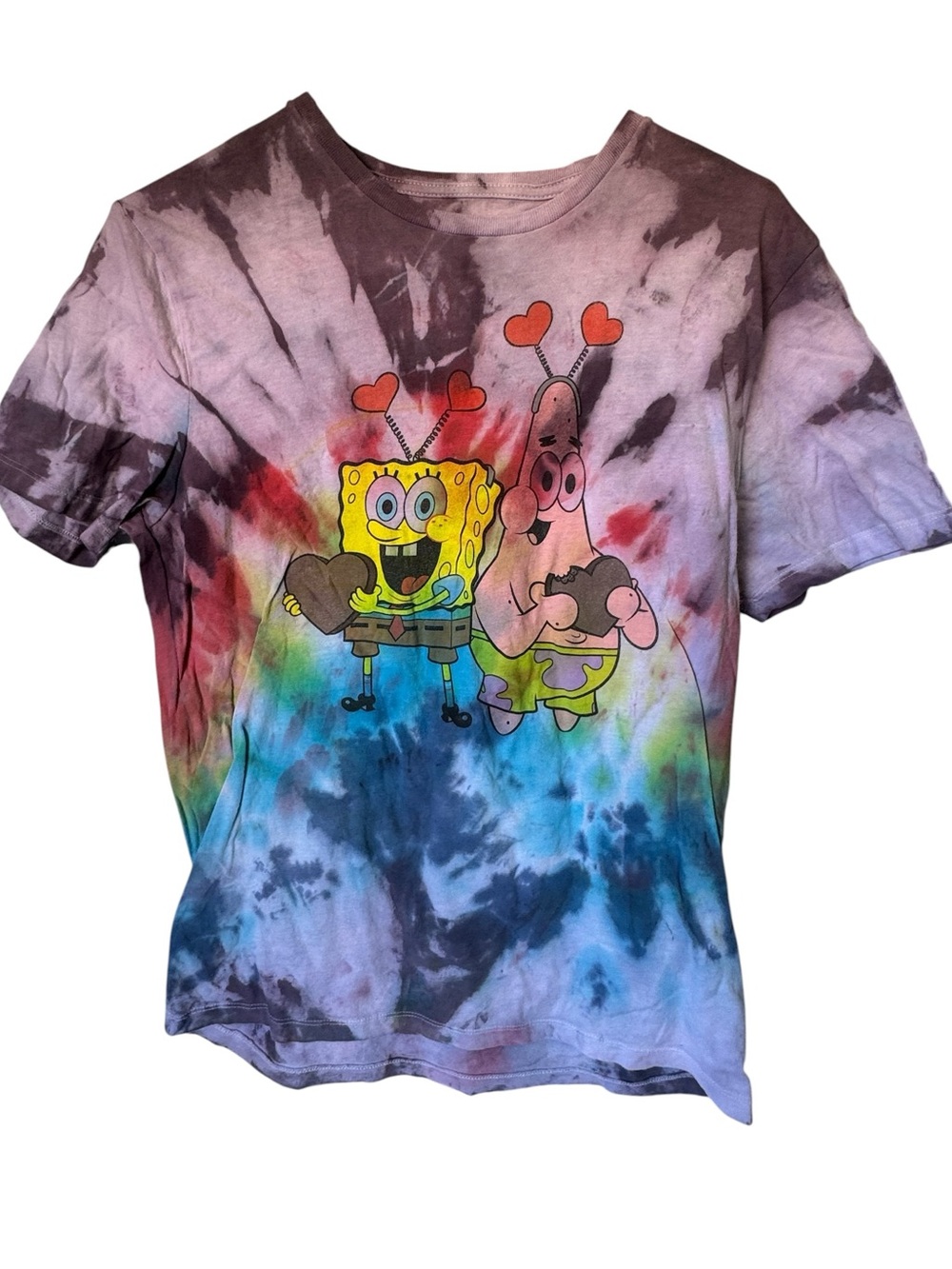 Retro SpongeBob & Patrick Tie-Dye Graphic Tee Multicolor Women’s S